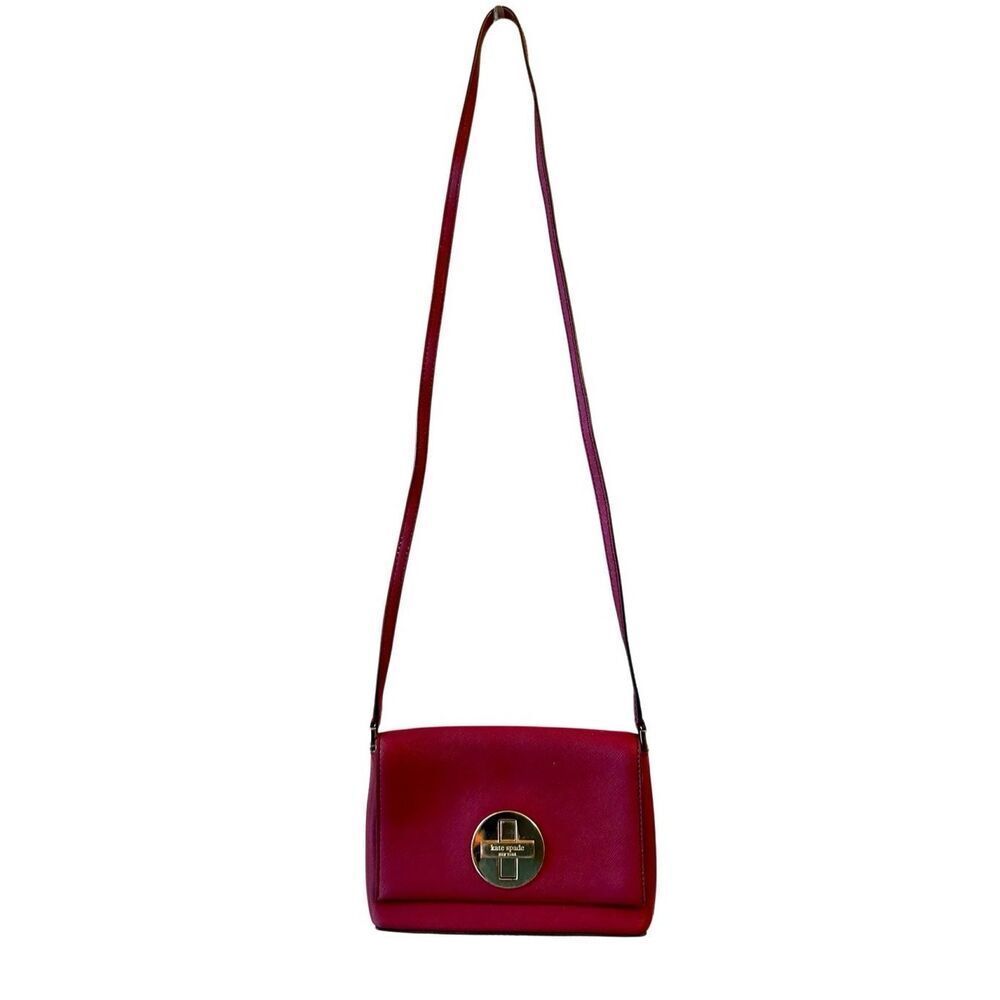 Kate Spade NY Cove Street Cranberry Red Saffiano Leather Turn-Lock Crossbody Bag